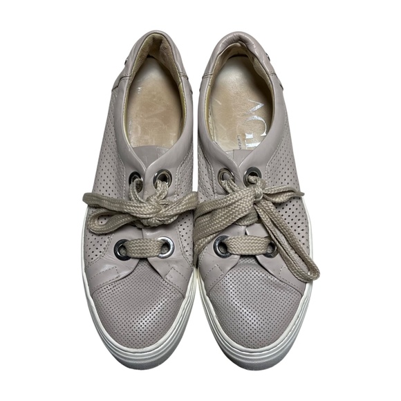 AGL Blondie Perforated Platform Leather Sneakers Talc Pink Women's Size 40 US 10 - Picture 2 of 11